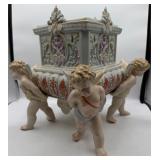 Large porcelain cherub planter