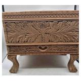 Hand carved wooden storage box