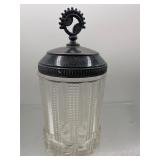 Antique clear pressed glass jar