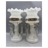 Antique glass lustres with prisms