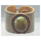 Leather cuff bracelet with Jasper? Cabochon
