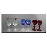 Vintage Bohemian cut cordial glasses & more