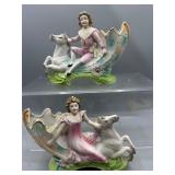 Vintage Victorian style boy & girl  planters