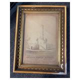 Antique framed Lincoln monument print