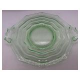Green uranium glass handled plate