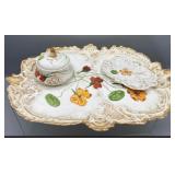 Antique Vienna hand painted dresser tray