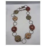 Vintage crushed stone and metal chain belt