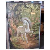 Vintage framed Johfra unicorn poster