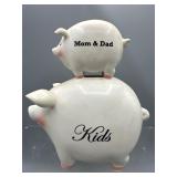 Stacked piggy bank Mom & Dad & Kids