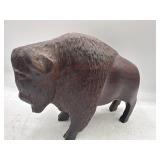 Hand carved wooden Buffalo
