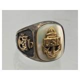 U.S.N. Sterling silver and gold filled ring