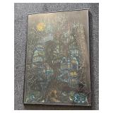 Vintage treehouse black light poster