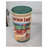 Vintage Lincoln Log Set in Original Cardboard Tube