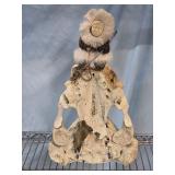18'Tall Walrus Skull w Bone Fur Eskimo Figure+Seal