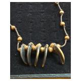 Wood Beads w Composite Bear Claws Necklace 26-6
