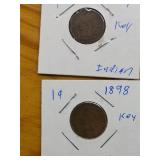 1898,1897 Indian Head Pennies  5-9