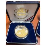 2Oz pure 999 silver Alaska Wolf (gold embellished
