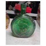 Eisenhower green carnival glass decanter. T43