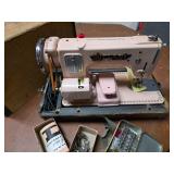 Pink Atlas sewing machine w/extras. T79