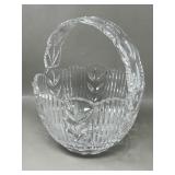 Vintage Scalloped Rim Crystal Basket Vase Glass