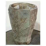 Vintage Tall Cast Concrete Ivy Motif Planter Pot