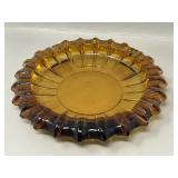 Large Midcentury Amber Glass Ashtray Catchall