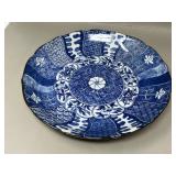 Vintage Toyo Blue & White Ceramic Scalloped Bowl