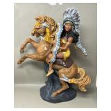 Handpainted Vintage Lady Warrior on Horse Statue
