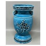 Ruebens Japanese Teal 1950s Cherry Blossom Vase