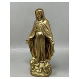 Heavy Small Cast Metal Virgin Mary Statue