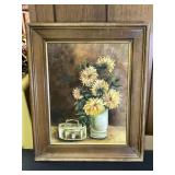 Vintage Original Oil on Canvas Painting Floral 'K