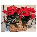 Poinsettia Basket Christmas Decor Xmas