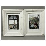 Pair of Framed Pencil Signed Hand Colored