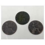 Antique Bronze British Penny Coins Pennies 1878,