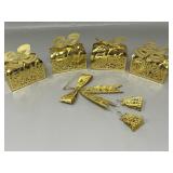 Golden NOEL Present Box Bow Christmas Ornaments