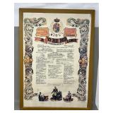 Framed Vintage Italian Menu