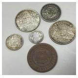 1911 Australia One Penny, 1940s Three Pence, Six