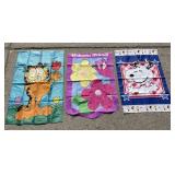 (3) Front Porch Flags Garfield, Snoopy, Friends