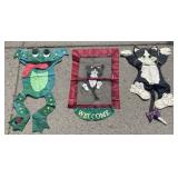 (3) Front Porch Flags Frog Cat Kitty Flag