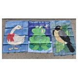 (3) Front Porch Flags Bird, Goose, Frog Flag