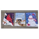 (3) Front Porch Flags Winter Christmas Natvity