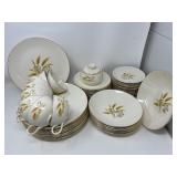 Golden Wheat China Set Dinnerware Dishes Plates