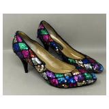 Sz 8.5 Valenti Franco Vintage Sequined Pump Heel