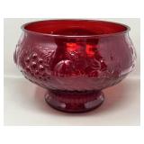 Jeanette Ruby Red Flash Glass Punch Bowl