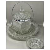 Anchor Hocking Wexford Glass Ice Bucket, Platter,