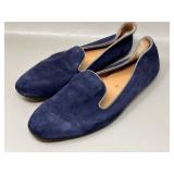 Sz 8 Ladies J Crew Blue Suede Flats Shoes Loafers