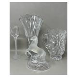 Frosted Rearing Horse Figurine, Fluted Vase,