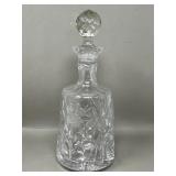 Frosted Floral Crystal Decanter Bottle w Faceted