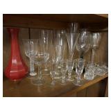 Vintage Glass Stemware Red Plastic Vase