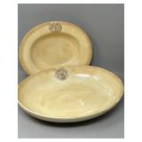 Pair of Tan Ceramic Serving Bowls Pasta Bowl